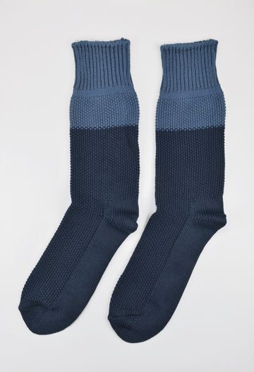 ROTOTO<p>seed stitch organic cotton socks<p>indigo/navy