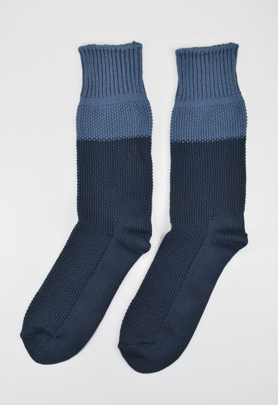 ROTOTO<p>seed stitch organic cotton socks<p>indigo/navy