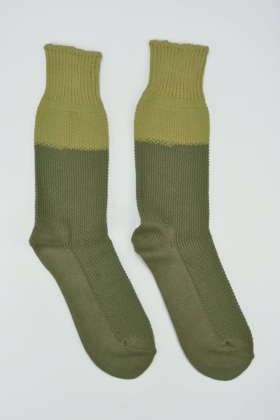 ROTOTO<p>seed stitch organic cotton socks<p>dark/light olive