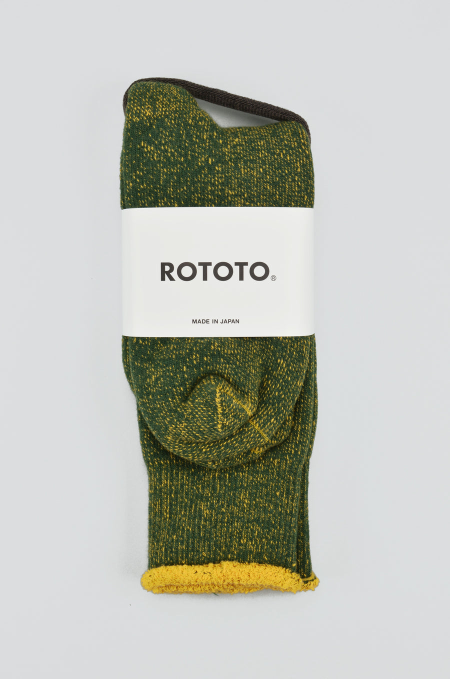 ROTOTO<p>reversible pile sock<p>ivy green/dark yellow