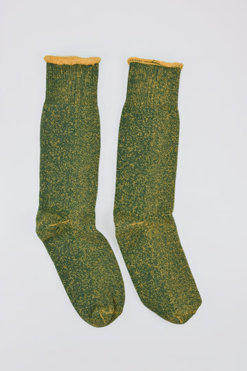 ROTOTO<p>reversible pile sock<p>ivy green/dark yellow