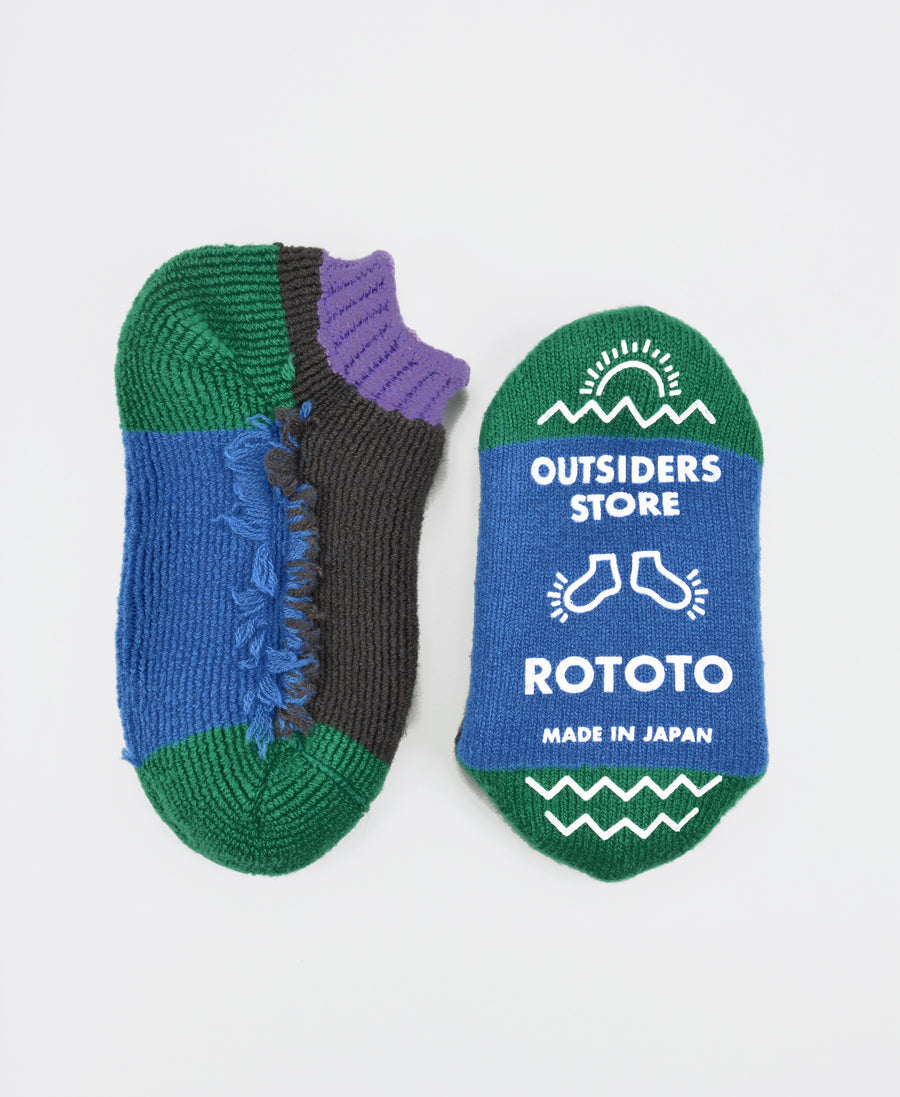 ROTOTO<p> pile slipper socks <p>wool mix<p>multi colour
