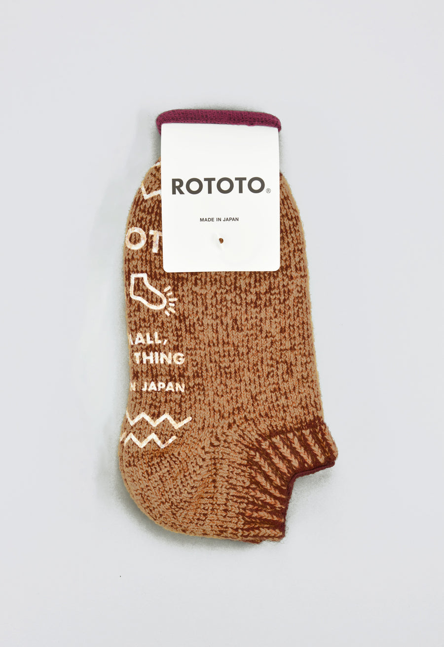 ROTOTO<p> pile slipper socks <p>wool mix<p>maroon/dark yellow