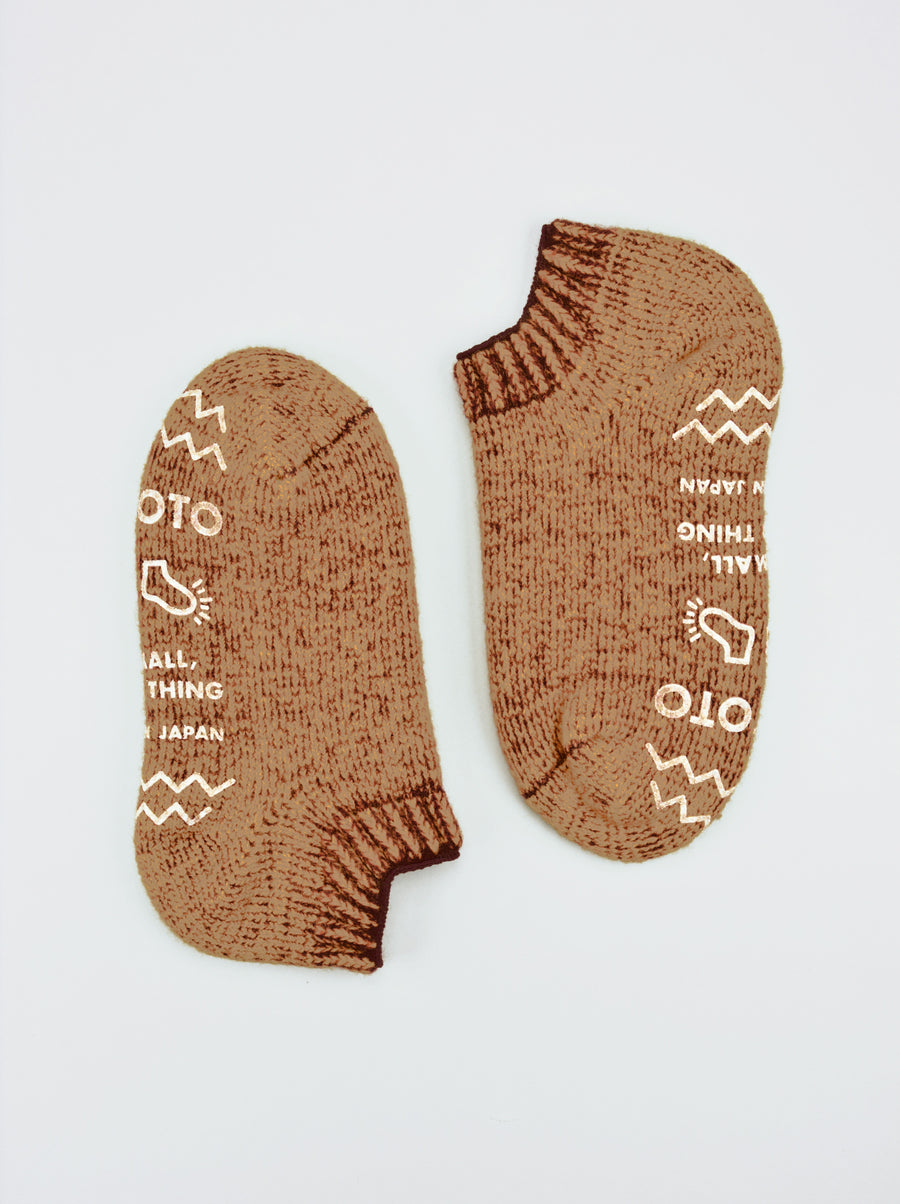 ROTOTO<p> pile slipper socks <p>wool mix<p>maroon/dark yellow