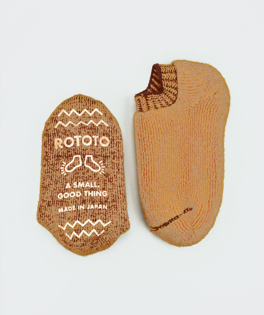 ROTOTO<p> pile slipper socks <p>wool mix<p>maroon/dark yellow