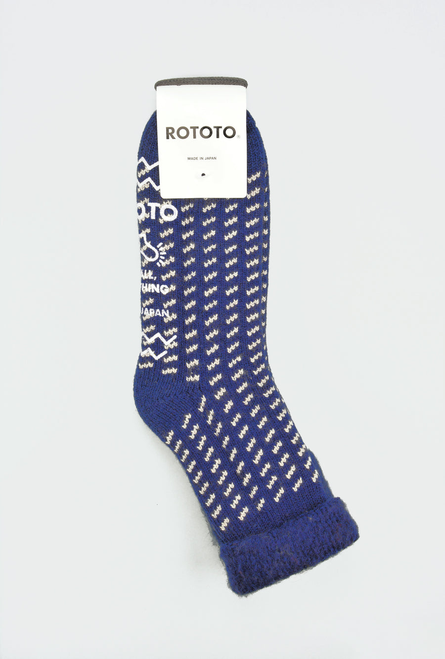 ROTOTO<p>bird's eye comfy room socks<p>mix fabric<p>navy