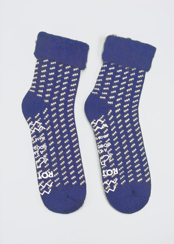 ROTOTO<p>bird's eye comfy room socks<p>mix fabric<p>navy
