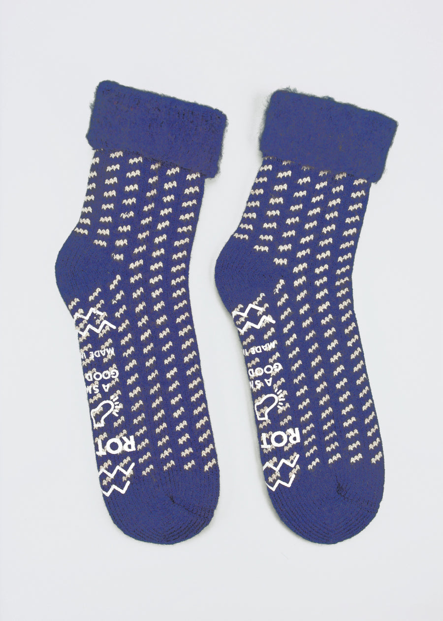 ROTOTO<p>bird's eye comfy room socks<p>mix fabric<p>navy
