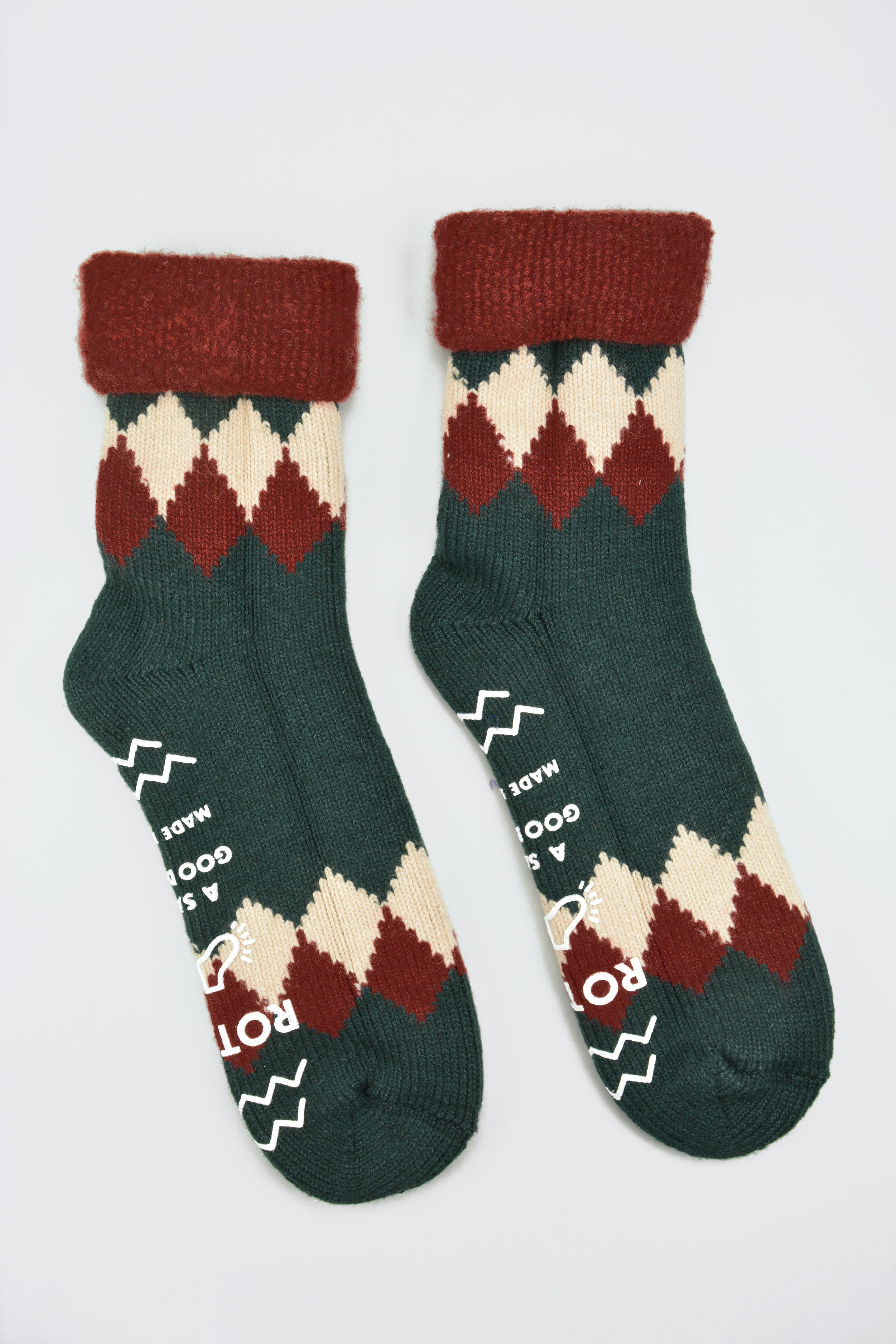 ROTOTOdiamond comfy room socksmix fabricdark green/dark red – Mary ...