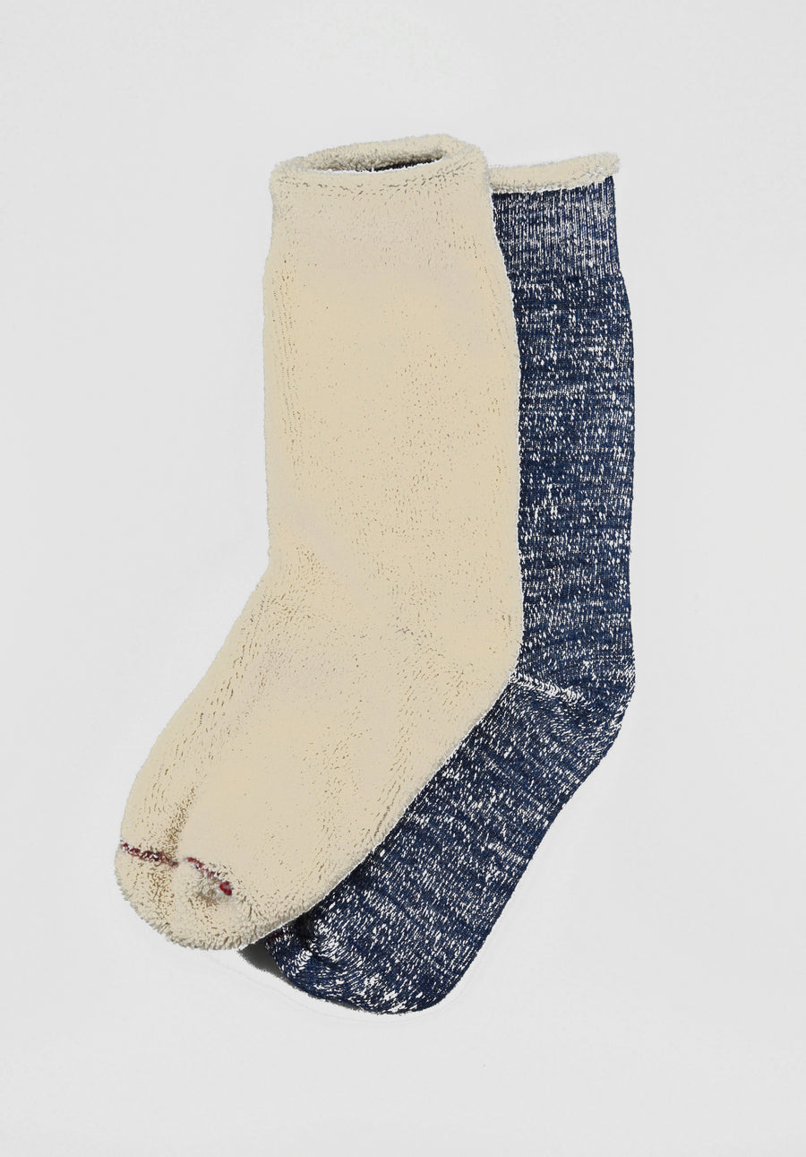 ROTOTO<p> double face crew socks<p>organic cotton + merino wool<p>ocean