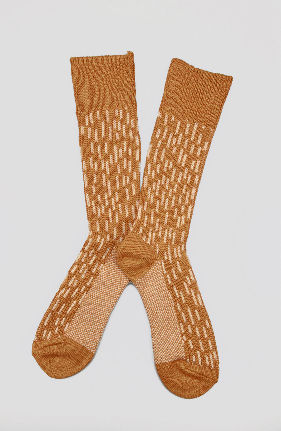 ROTOTO<p>rain drop <p>cotton crew socks<p>dark yellow/ivory