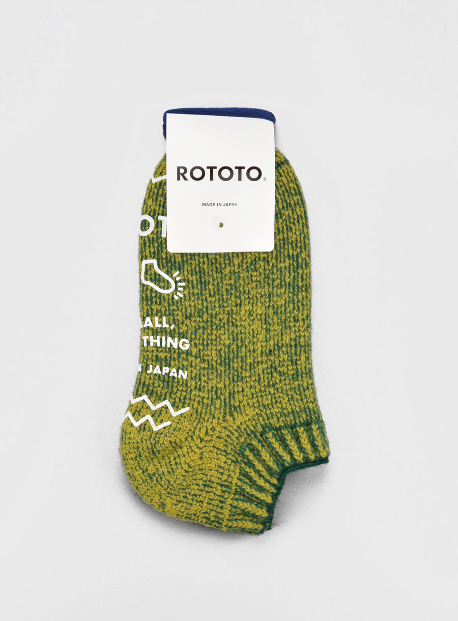 ROTOTO<p> pile slipper socks <p>wool mix<p>lime/dark green