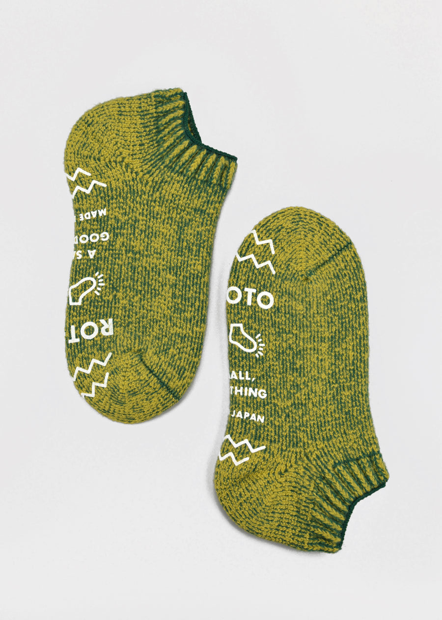 ROTOTO<p> pile slipper socks <p>wool mix<p>lime/dark green
