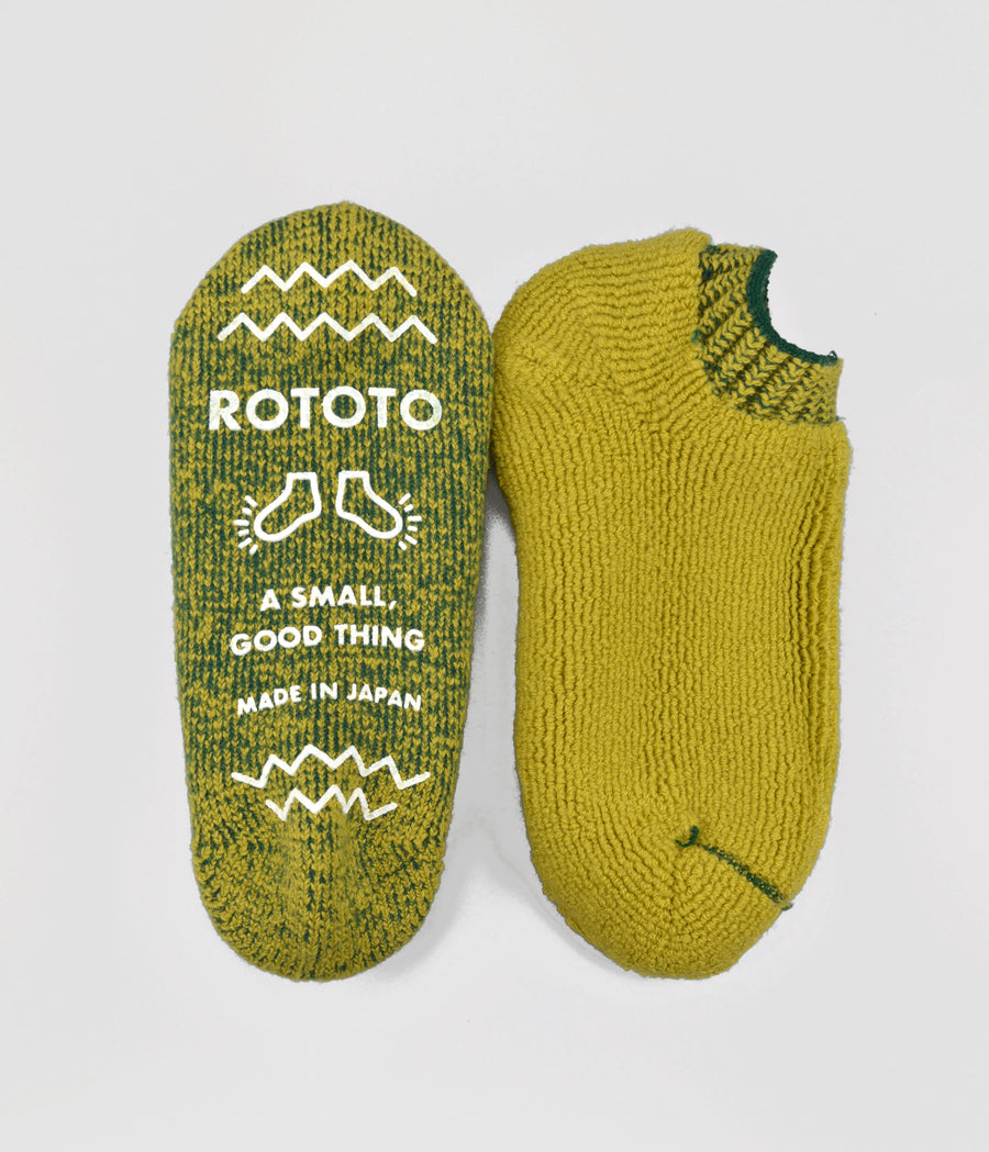 ROTOTO<p> pile slipper socks <p>wool mix<p>lime/dark green