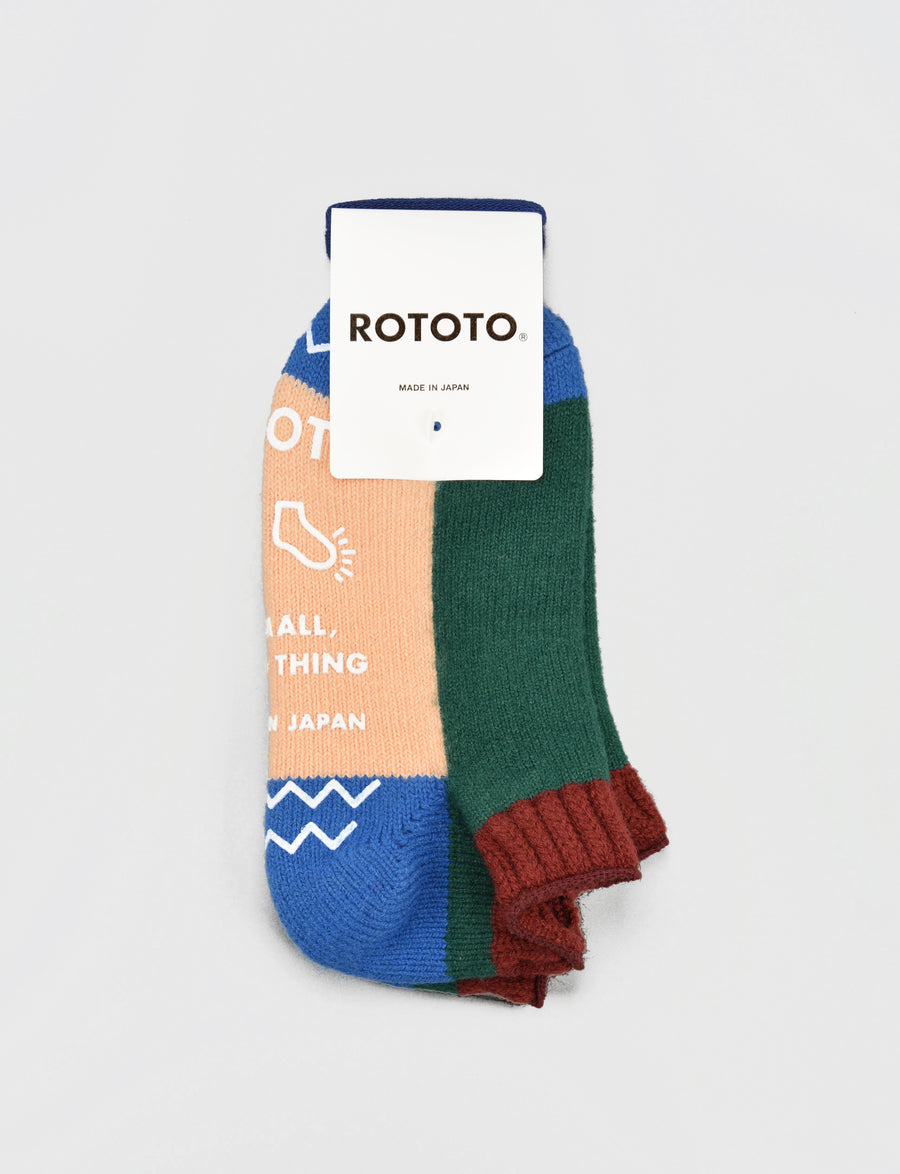 ROTOTO<p> pile slipper socks <p>wool mix<p>multi colour