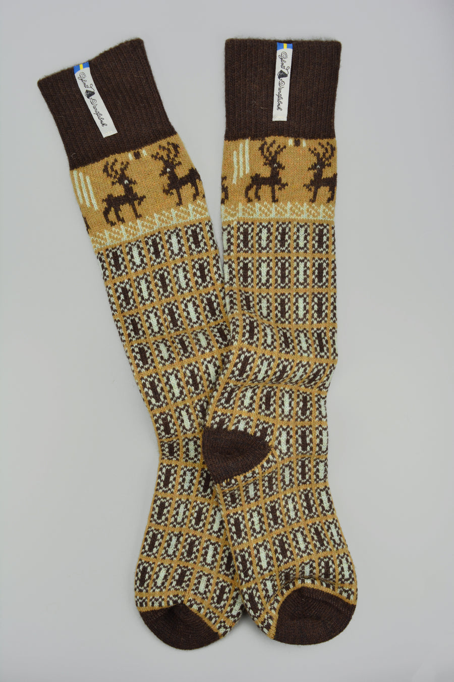 Ojbro<p>scania mans<p>wool long sock<p>mustard + brown