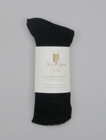 Mary Queen of Socks<p>Sussex loose top<p>mohair crew socks<p>black