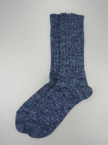ROTOTO<p>denim tone cotton crew socks<p>blue denim