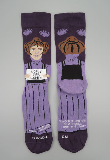 Stand4 Socks<p>cotton crew sock<p>Emmeline Pankhurst